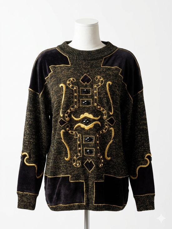 Bonie & Bill Sweaters - Vintage Black & Gold Embellished Crewneck Sweater